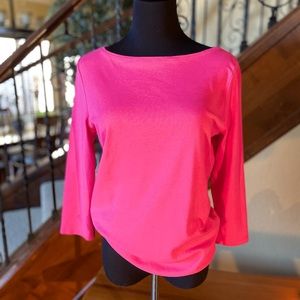 The Talbots Tee- Bright Pink Boatneck